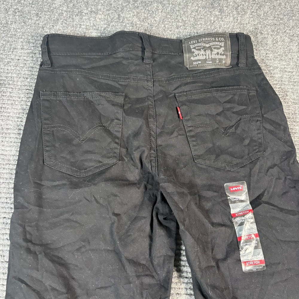 Levi's 502 Regular Taper Chino Boys 14 Black New Regular Fit Stretch Pants